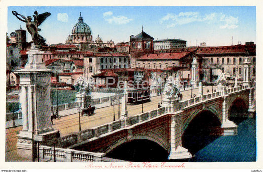 Roma - Rome - Nuovo Ponte Vittorio Emanuele - bridge - tram - 5454 - old postcard - Italy - unused - JH Postcards