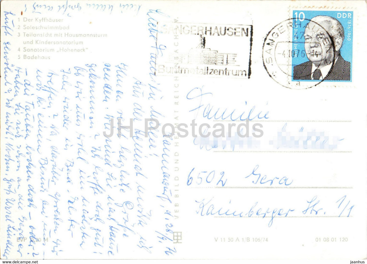 Bad Frankenhausen - Kyffhauser - Soleschwimmbad - Sanatorium Hoheneck - old postcard - 1976 - Germany DDR - used