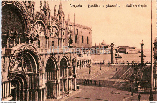 Venezia - Venice - Basilica e piazzetta - dall'Orologio - cathedral - old postcard - Italy - unused - JH Postcards