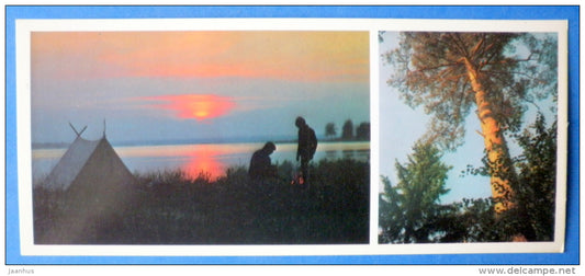 tent - pine - Moscow Oblast - Podmoskovye - 1977 - Russia USSR - unused - JH Postcards