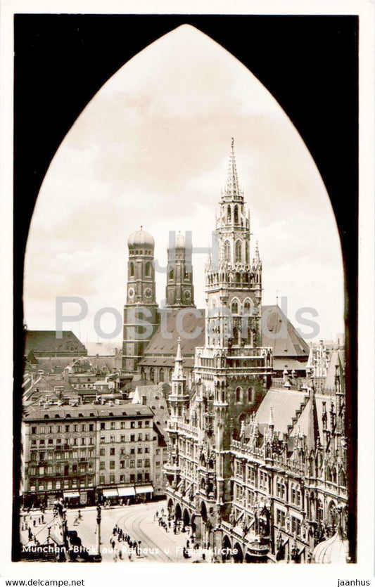Munchen - Munich - Blick auf Rathaus u Frauenkirche - old postcard - Germany - unused - JH Postcards