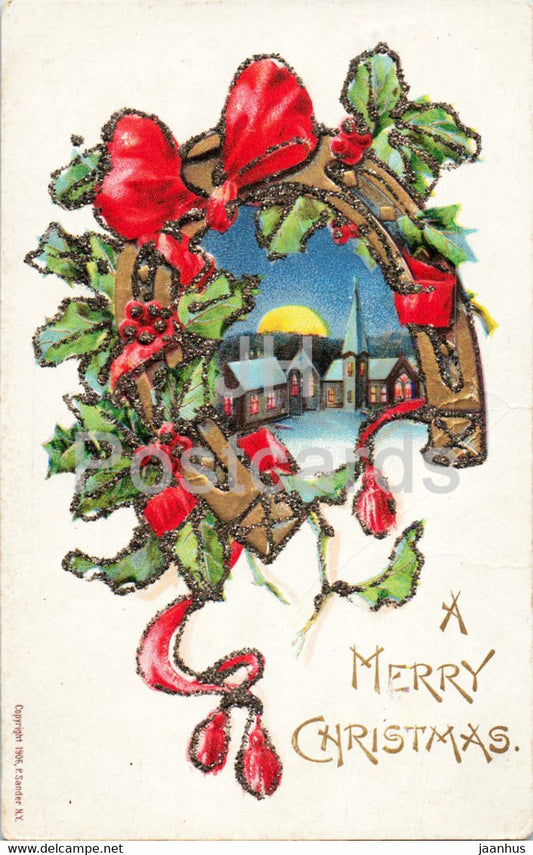 A Merry Christmas - old postcard - 1906 - USA - used - JH Postcards