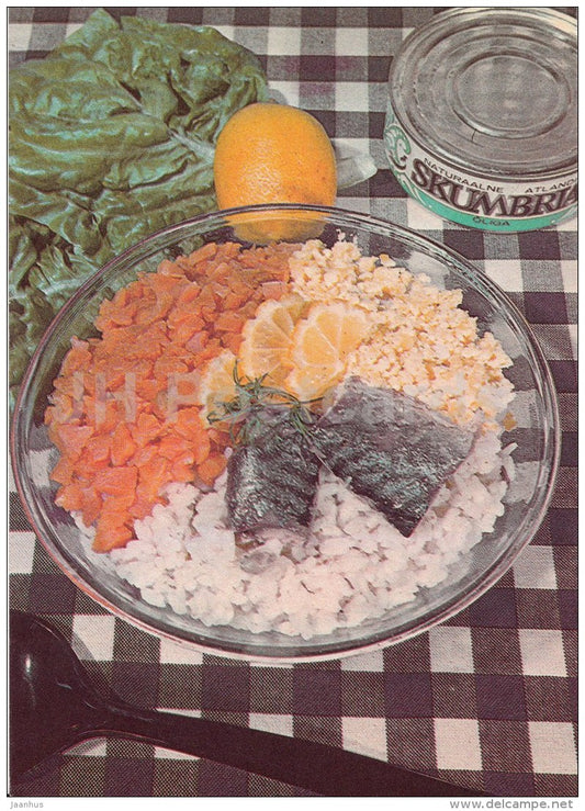 mackerel with vegetables - Fish Dishes - food - recepies - 1986 - Estonia USSR - unused - JH Postcards