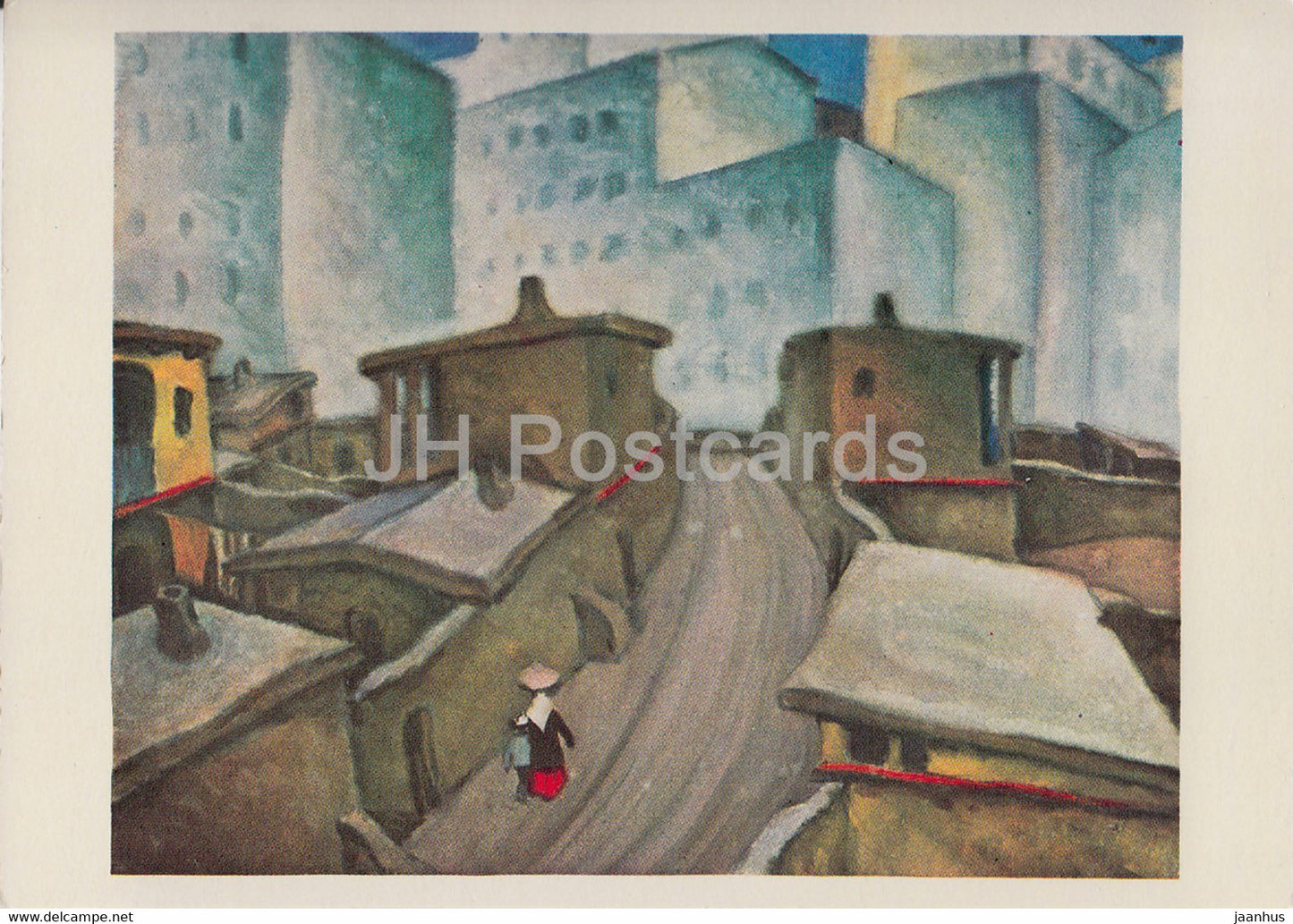 across Kyrgyzstan by V. Rogachev - Time contrasts - illustration - 1979 - Russia USSR - unused - JH Postcards