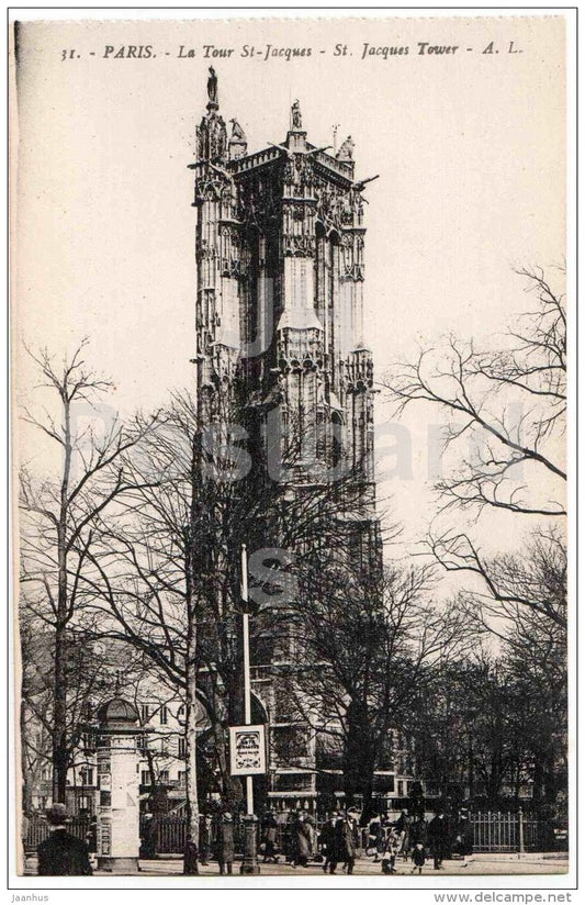 La Tour St Jacques - tower - 31 - Paris - France - unused - JH Postcards