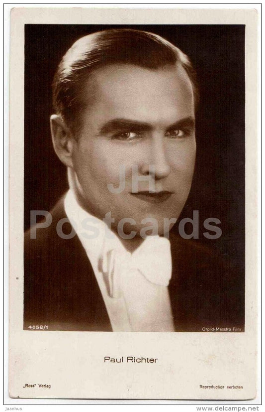 Paul Richter - movie actor - film - 4058/1 - old postcard - Germany - unused - JH Postcards