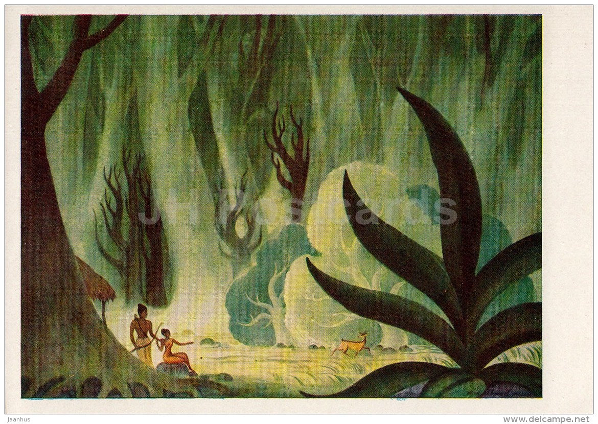 painting by Sayed Akhmed - 1 - Symphony in green tones - contemporary art - art of india - unused - JH Postcards