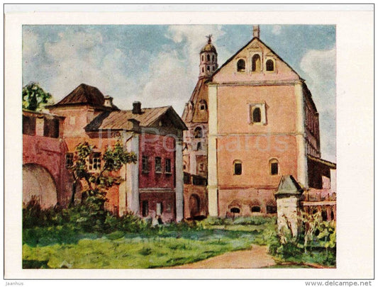 painting by A. Vasnetsov - Dulo tower and Sushilo , 1929 - monastery - russian art - unused - JH Postcards