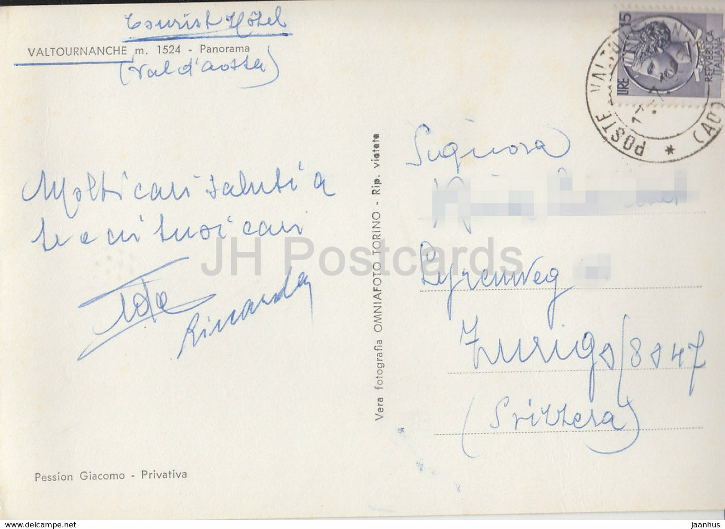 Valtournanche - 1524 m - panorama - 1965 - Italy - used