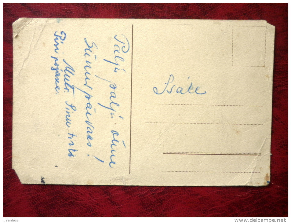 Birthday greeting card - red roses - Estonia - old postcard - used - JH Postcards