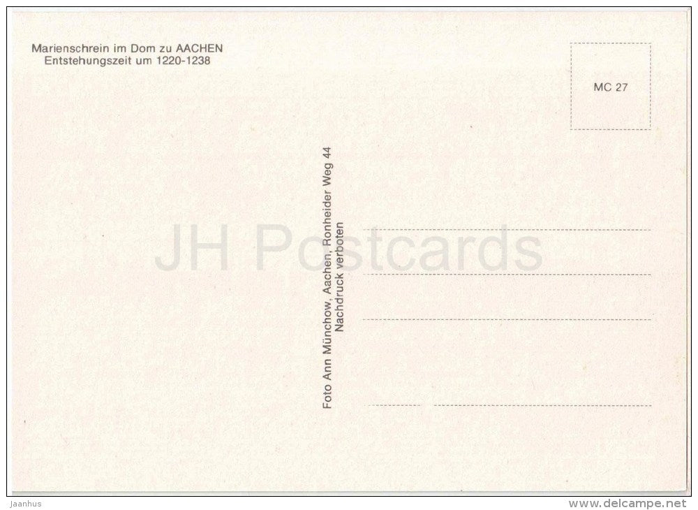Marienschrein im Dom zu Aachen - cathedral - MC 27 - Germany - ungelaufen - JH Postcards