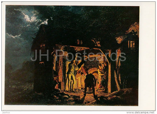 painting by Joseph Wright of Derby - The Blacksmith´s Shop , 1773 - English art - 1983 - Russia USSR - unused - JH Postcards