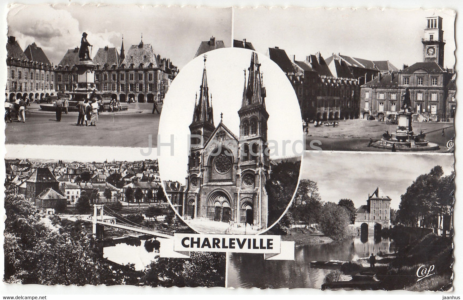 Charleville - Place Ducale - Eglise - Vue Generale - La Meuse et Vieux Moulin - France - used - JH Postcards