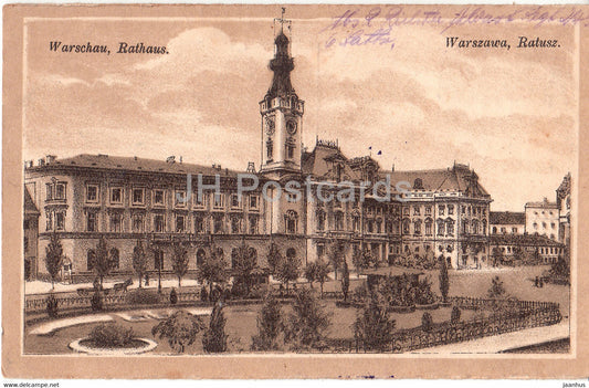 Warschau - Warszawa - Rathaus - Ratusz - town hall - K S Feldart Regts - Feldpost - old postcard - 1917 - Poland - used - JH Postcards