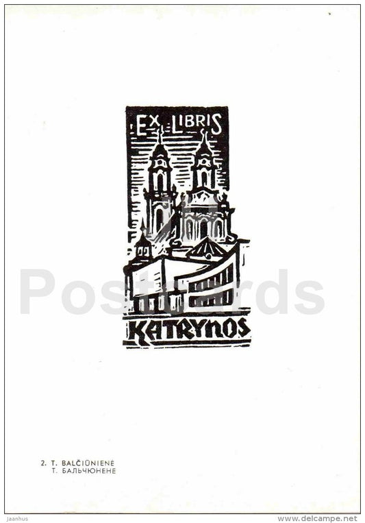 T. Balciuniene - Katrynos - Ex Libris - 1969 - Lithuania USSR - unused - JH Postcards