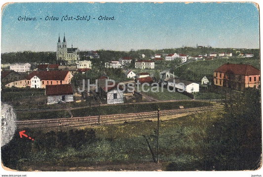 Orlowa - Orlau - Orlova - railway - old postcard - Czech Republic - used - JH Postcards