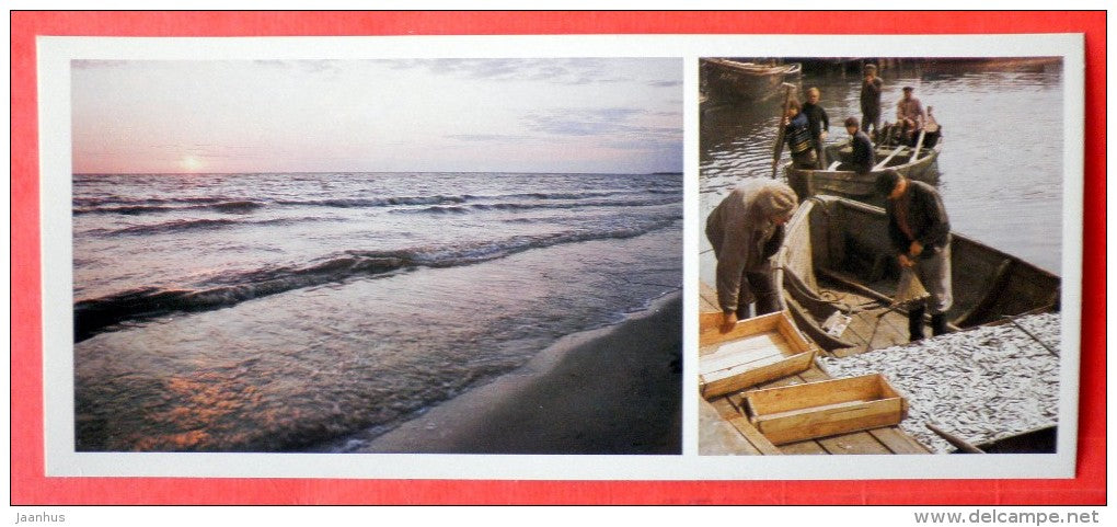fishermen - lake Pskov - Pskov Land - 1983 - Russia USSR - unused - JH Postcards