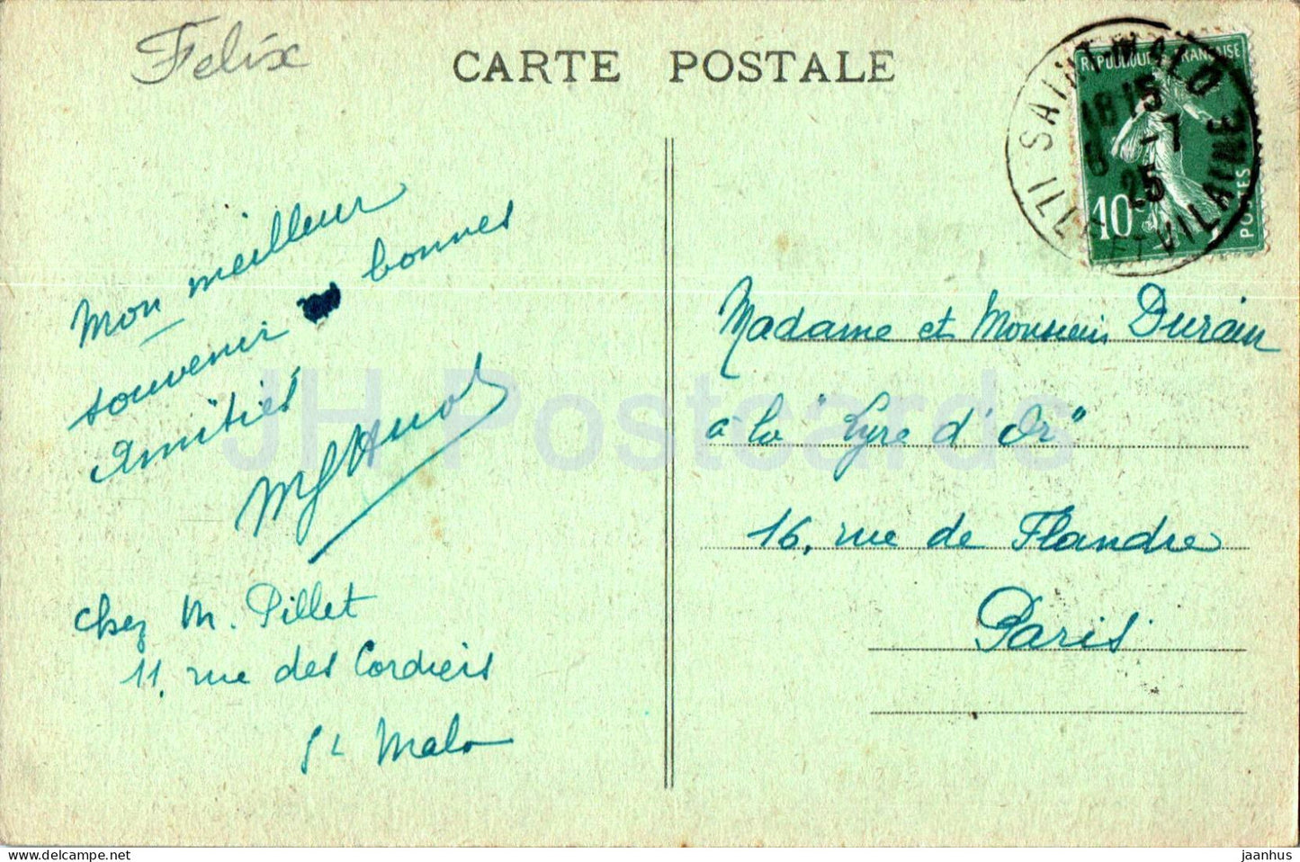 Saint Malo - Avant Port - Le Quai St Louis - Außenhafen - Boot - Schiff - 192 - alte Postkarte - 1925 - Frankreich - gebraucht 