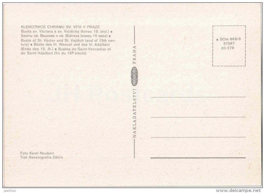 St. Vaclav and St. Vojtech - St. Vitus Cathedral treasury - Prague - Praha - Czechoslovakia - Czech Republic - unused - JH Postcards