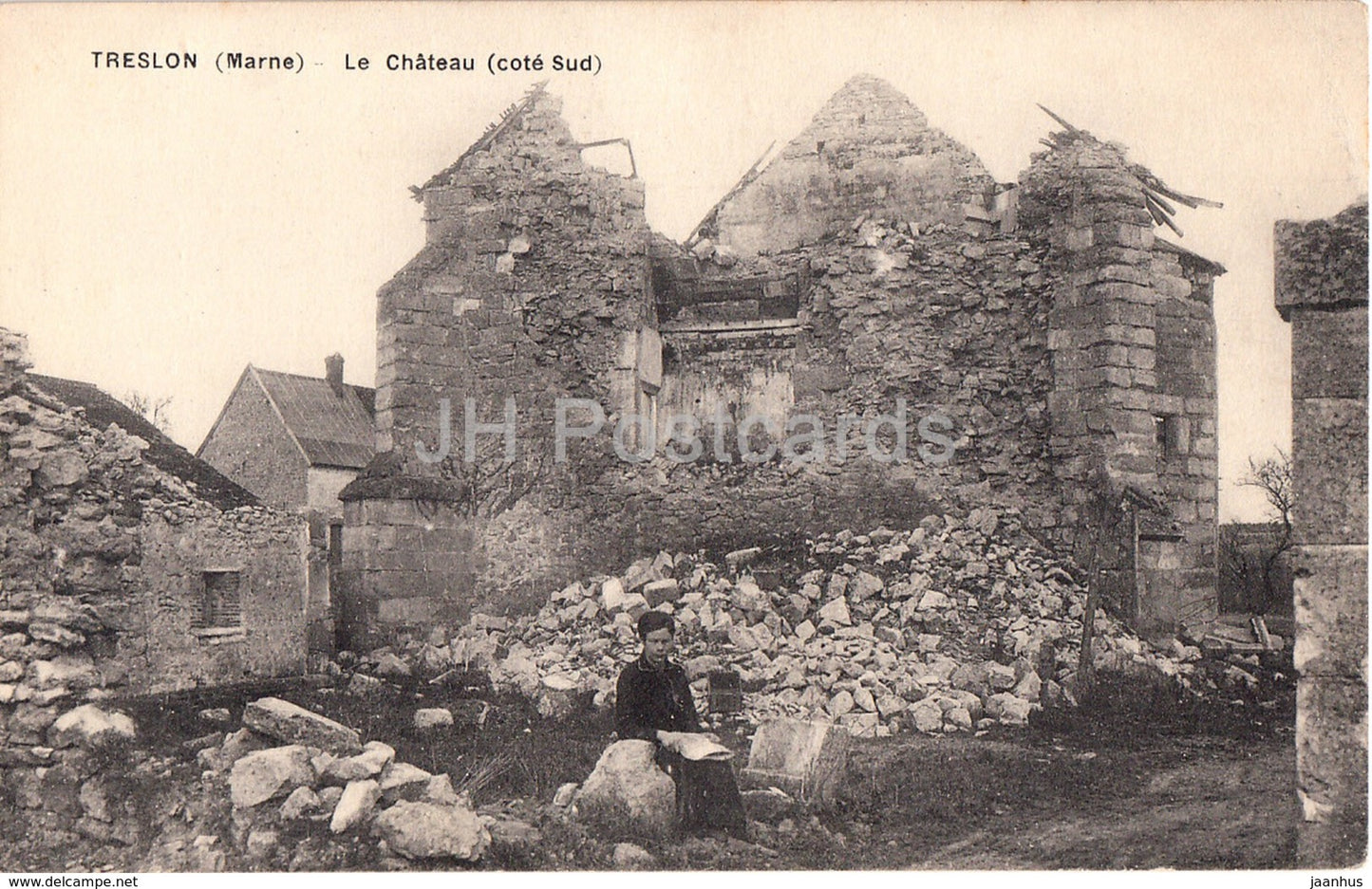 Treslon - Marne - Le Chateau - Cote Sud - castle ruins - old postcard - France - unused