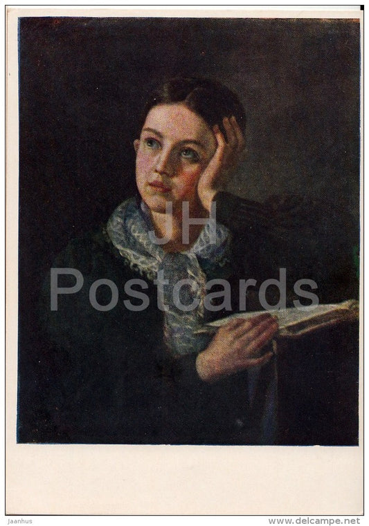 painting by O. Kiprensky - Dreamer , 1826-27 - woman - Russian art - 1957 - Russia USSR - unused - JH Postcards