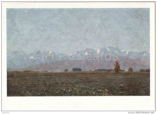 painting by Gapar Aytiyev - Autumn in the Chui Valley , 1966 - kyrgyz art - unused - JH Postcards