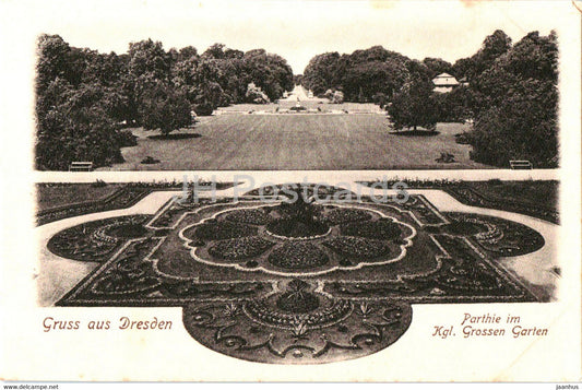 Gruss aus Dresden - Parthie im Kgl Grossen Garten - old postcard - Germany - unused - JH Postcards