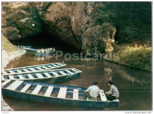 Punkva cave . Boat ride on the underground lake - Moravian Karst - Moravsky Kras - Czechoslovakia - Czech - unused - JH Postcards