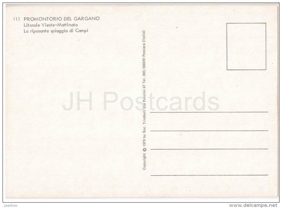 Spiaggia , Littorale Vieste-Matinata - beach - Promontoria del Gargano - Puglia - 111 - Italia - Italy - unused - JH Postcards