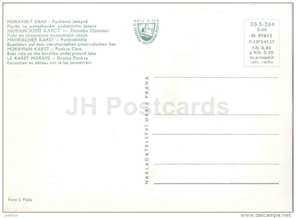Punkva cave . Boat ride on the underground lake - Moravian Karst - Moravsky Kras - Czechoslovakia - Czech - unused - JH Postcards