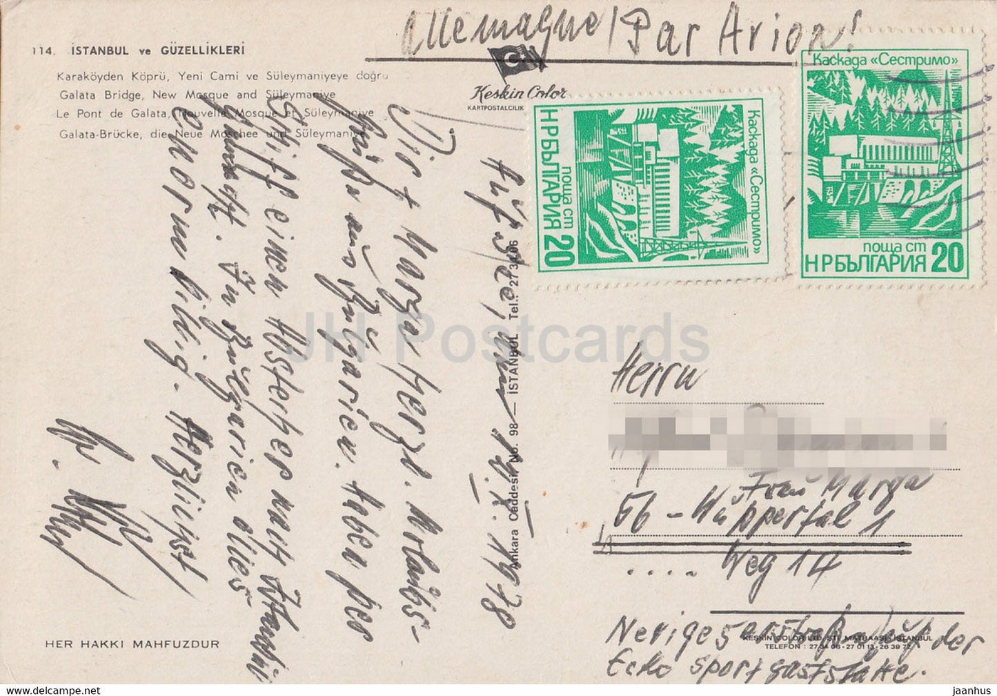 Istanbul – Galata-Brücke – Neue Moschee und Süleymaniye – Schiff – Auto – 1978 – Türkei – gebraucht