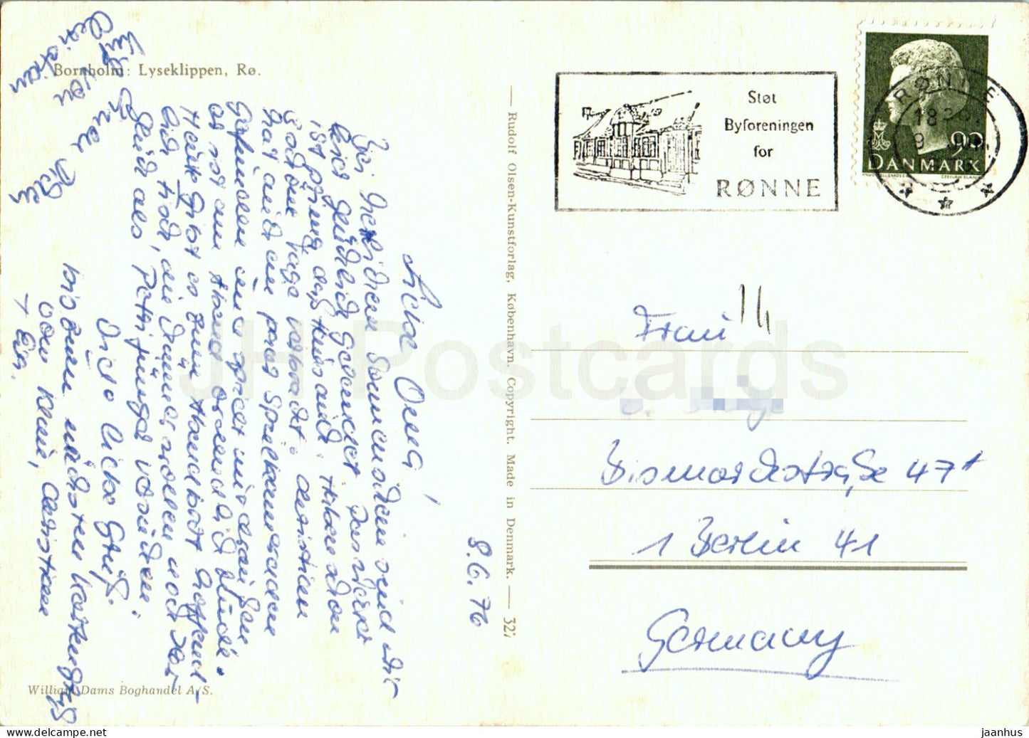 Bornholm - Lyseklippen - Ro - cliff - 327 - 1976 - Denmark - used