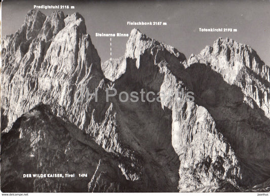 Der Wilde Kaiser - Tirol 1496 - Predigtdtuhl - Steinerne Rinne - Fleischbank - Totenkirchl - 1959 - Austria - unused - JH Postcards
