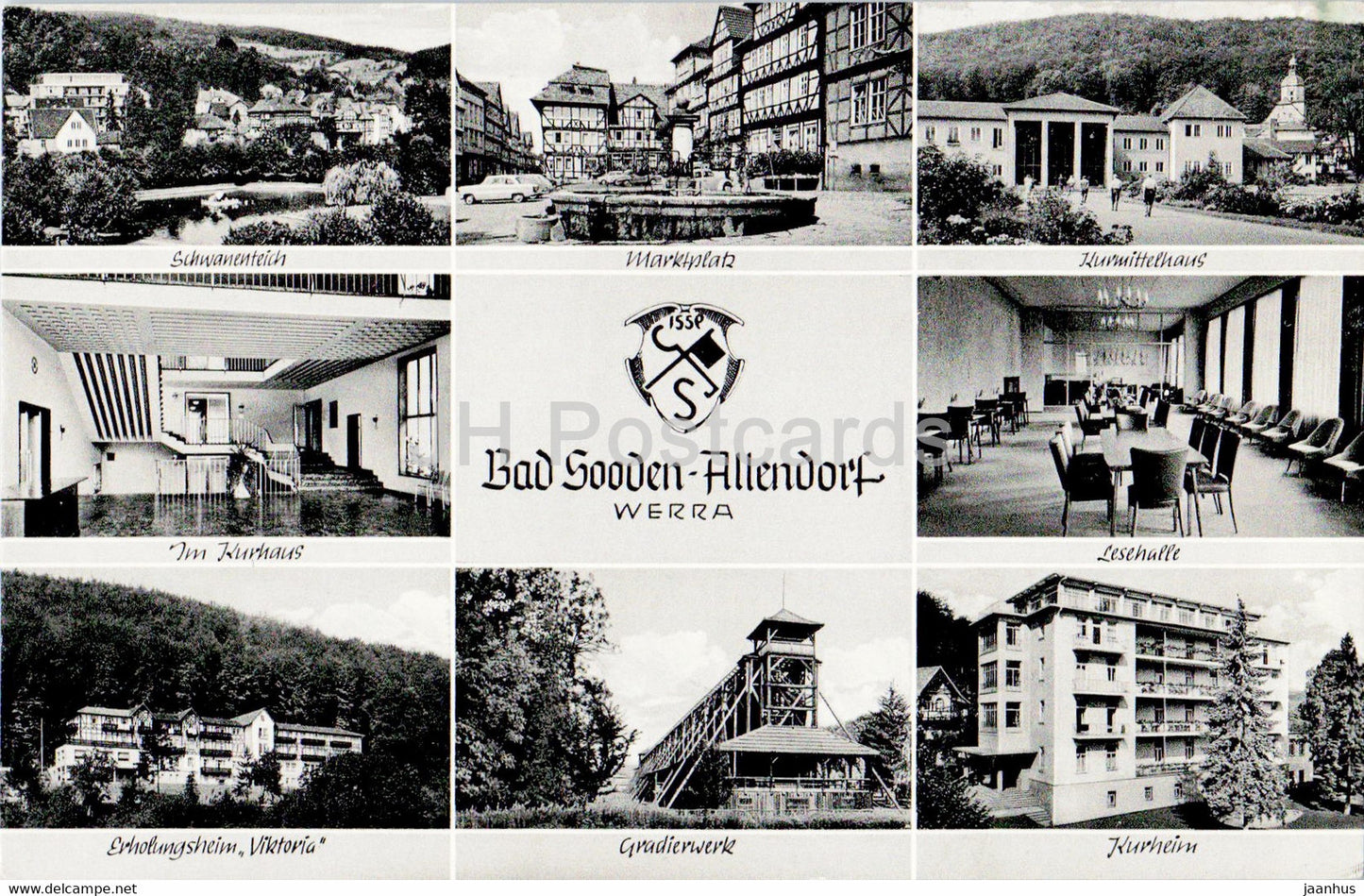 Bad Sooden - Allendorf - Marktplatz - Kurmittelhaus - Kurhaus - Lesehalle - Gradierwerk old postcard - Germany - unused - JH Postcards