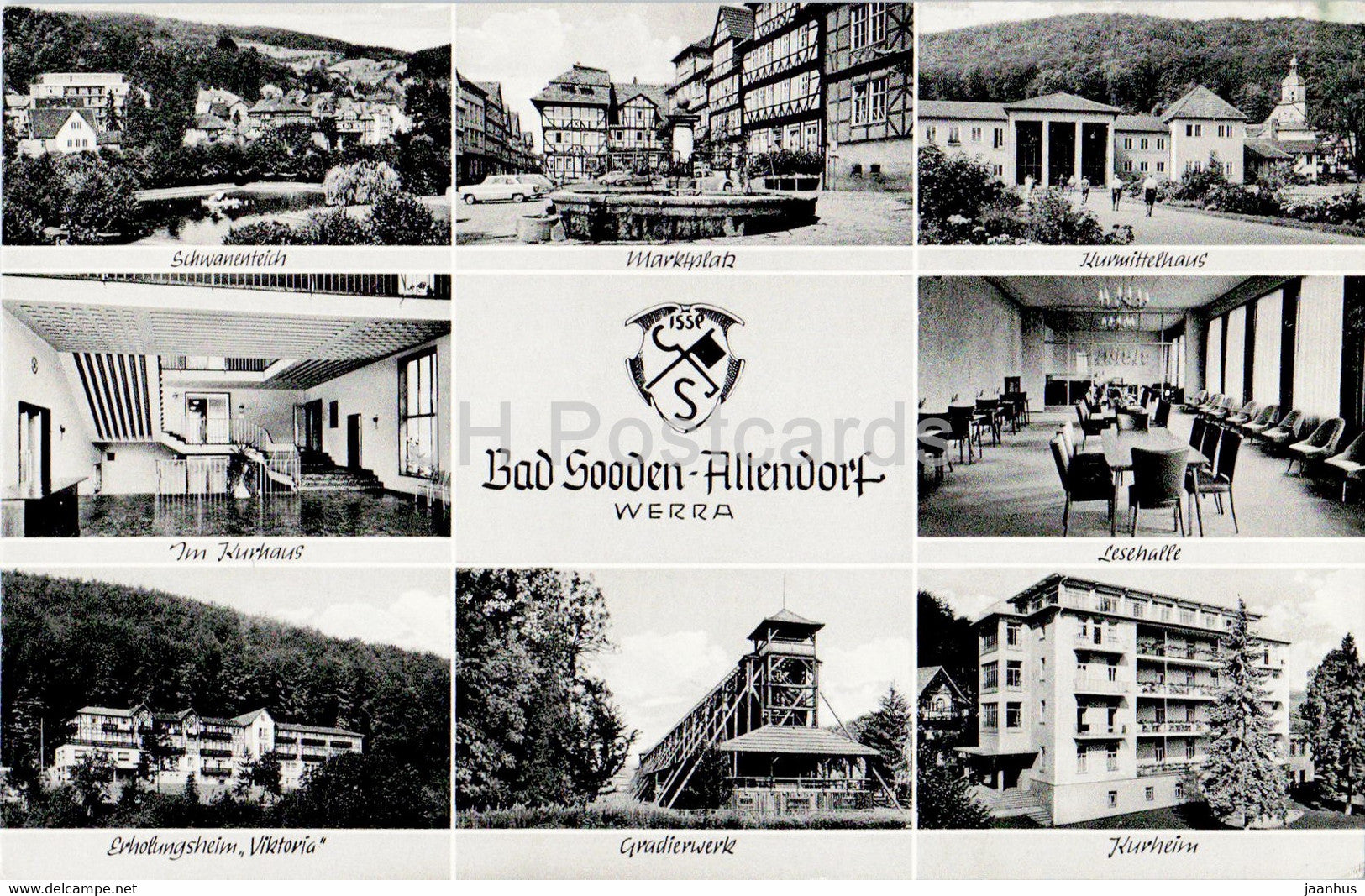 Bad Sooden - Allendorf - Marktplatz - Kurmittelhaus - Kurhaus - Lesehalle - Gradierwerk old postcard - Germany - unused - JH Postcards