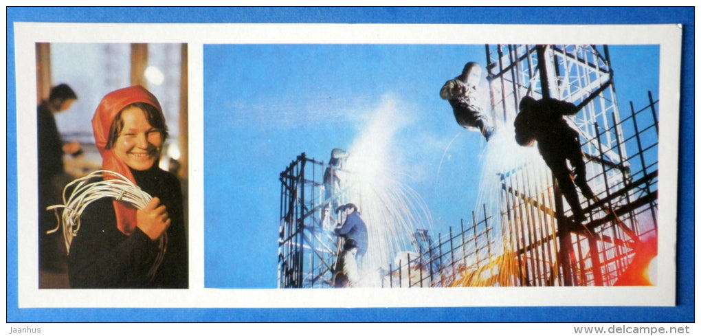 electric welding - worker - KAMAZ truck factory - 1979 - Russia USSR - unused - JH Postcards