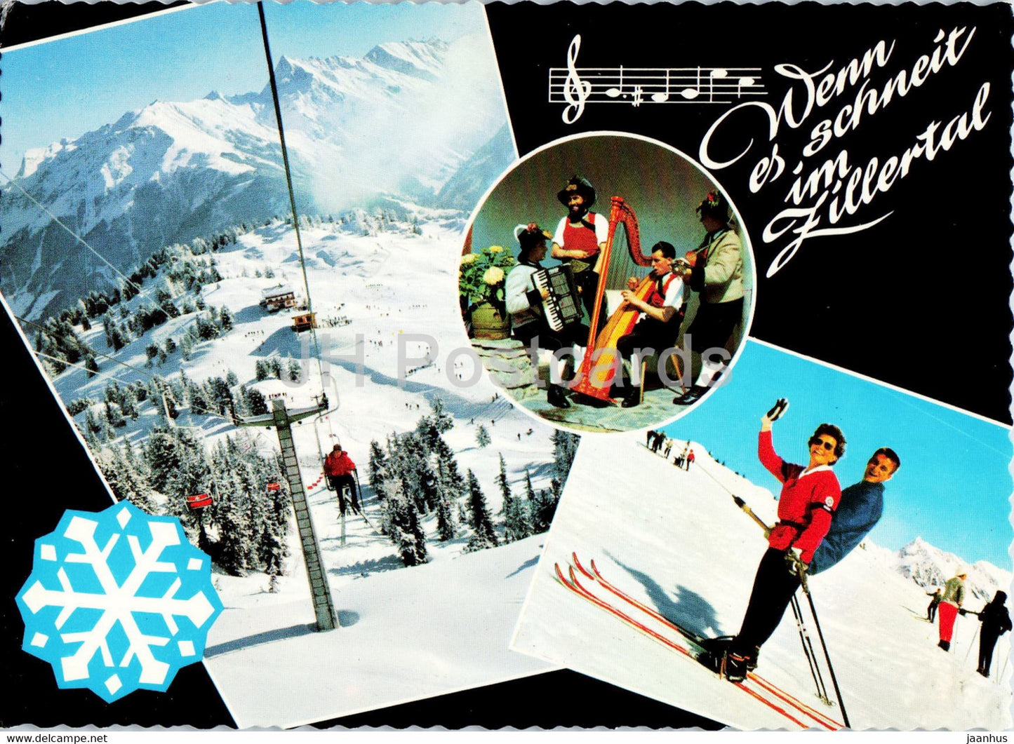 Blick vom Penkenlift zum Brandberg Kolm - Zillertaler Nationalsanger - skiing - skilift - Austria - unused - JH Postcards