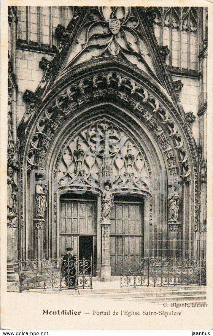 Montdidier - Portail de l'Eglise Saint Sepulcre - church - old postcard - 1925 - France - used - JH Postcards