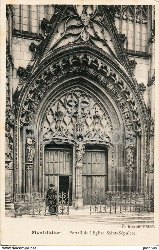 Montdidier - Portail de l'Eglise Saint Sepulcre - church - old postcard - 1925 - France - used - JH Postcards