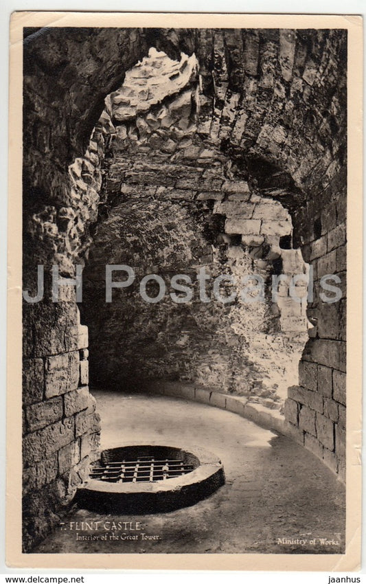 Flint Castle - Interior of the Great Tower - 7 - 1952 - United Kingdom - Wales - used - JH Postcards