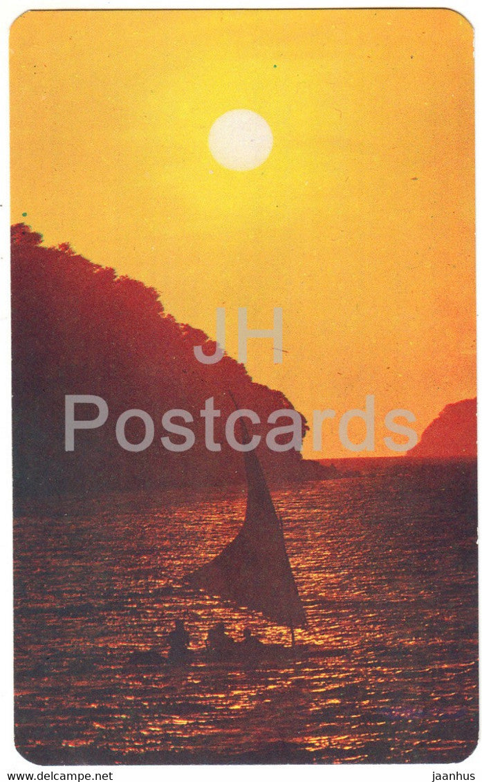 Atardecer en Puerto Marques - Sunset in Puerto Marques - Acapulco - sailing boat - Mexico - unused - JH Postcards