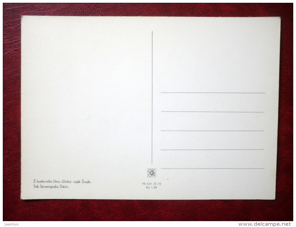The Good Soldier Švejk - novel by Jaroslav Hasek - train 2 - Tisk Severografia Decin - Film - Animation - Czech - - JH Postcards