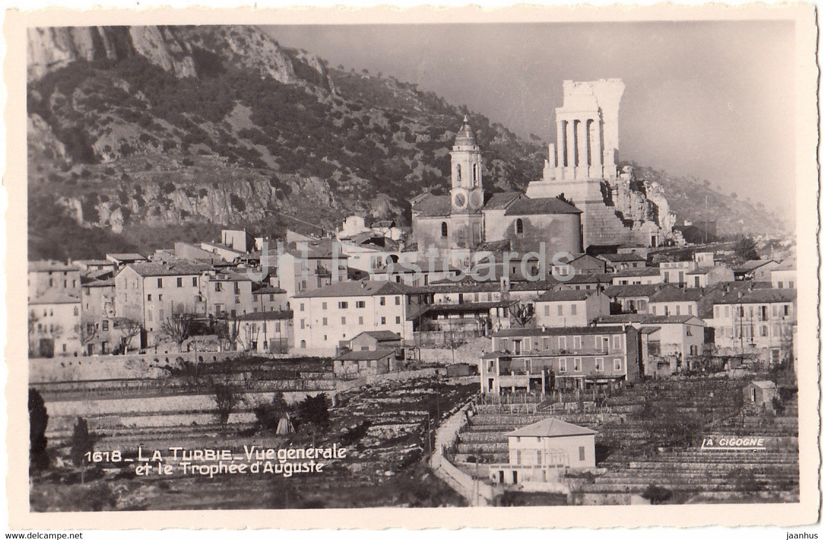 La Turbie - Vue Generale et le Trophee d'Auguste - 1618 - old postcard - France - unused - JH Postcards