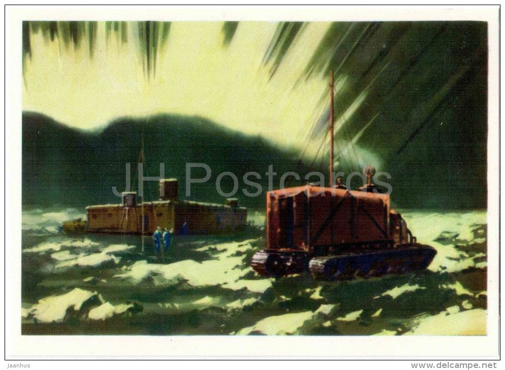 illustration by V. Viktorov - Soviet Station - North Pole - 1976 - Russia USSR - unused - JH Postcards