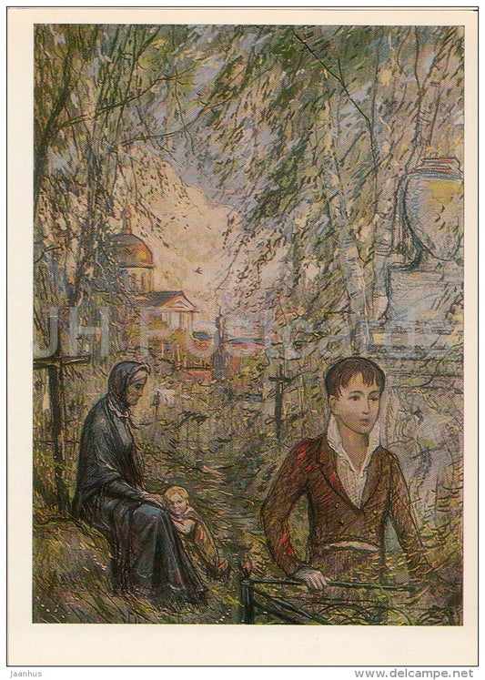 illustration by I. Glazunov - The Toupee Artist by N. Leskov - Russia USSR - 1985 - unused - JH Postcards