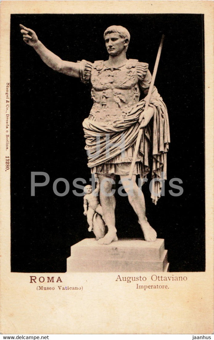 Roma - Rome - Augusto Ottaviano - Imperatore - Museo Vaticano - sculpture - 13280 - old postcard - Italy - unused - JH Postcards