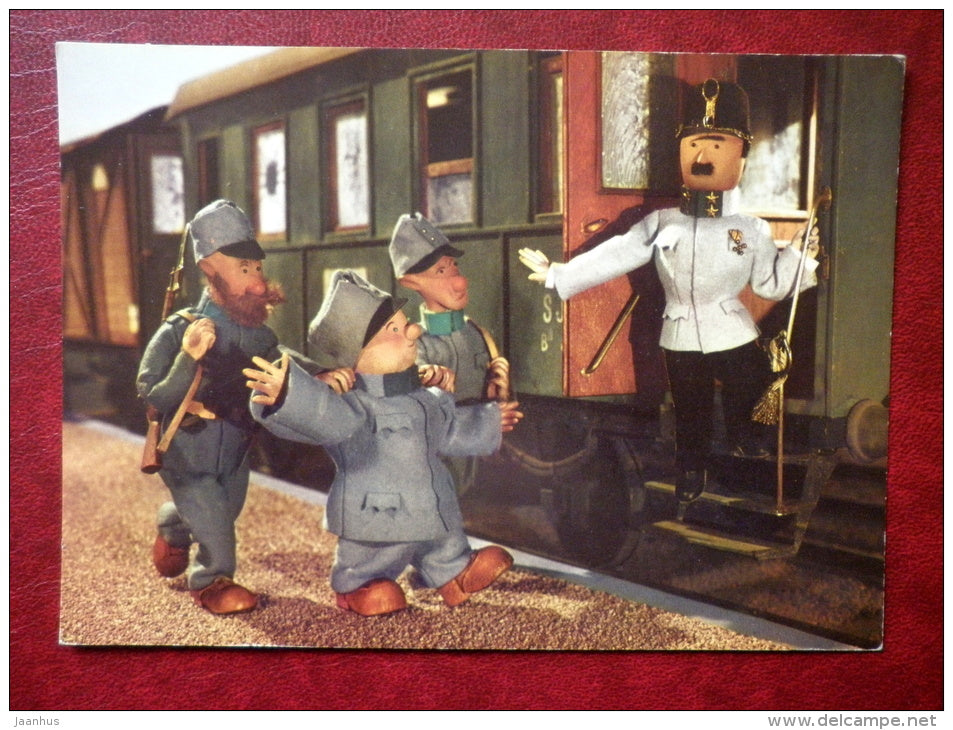The Good Soldier Švejk - novel by Jaroslav Hasek - train 3 - Tisk Severografia Decin - Film - Animation - Czech - - JH Postcards