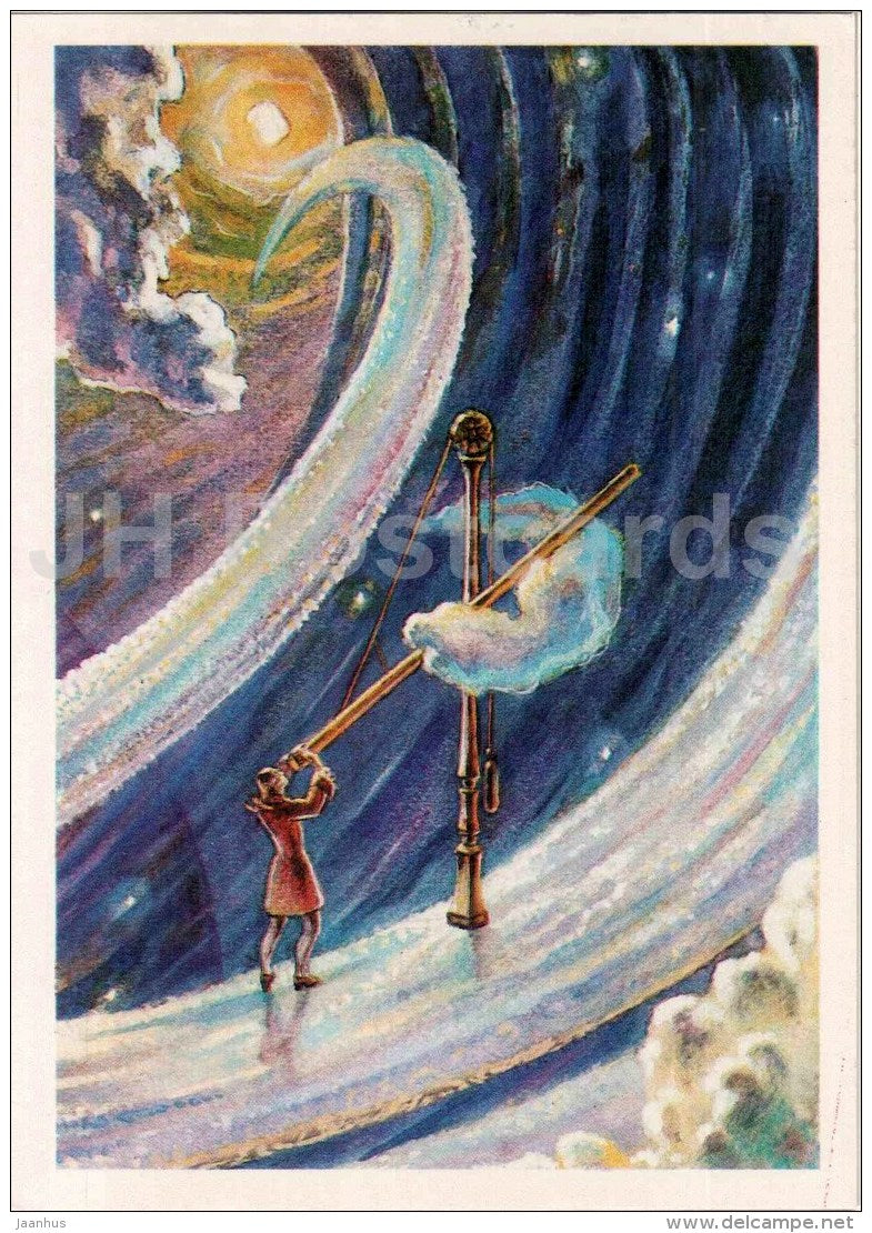 man with telescope - Constellations - zodiac - astronomy - 1983 - Russia USSR - unused - JH Postcards