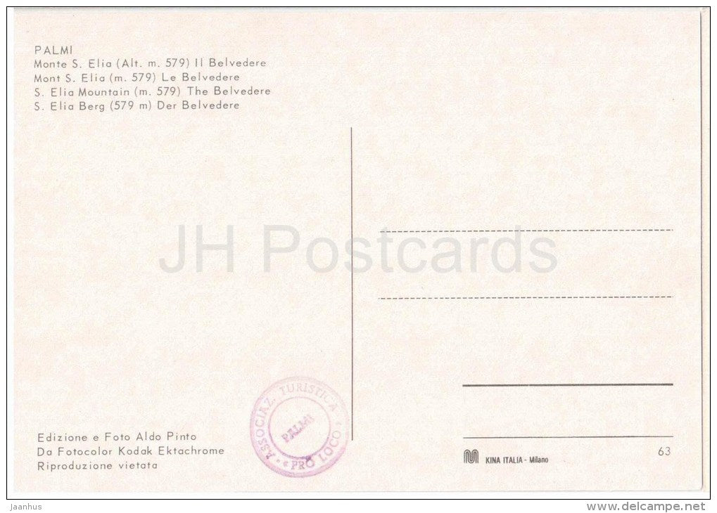 Monte S. Elia , Il Belvedere - Palmi - Costa Viola - Reggio Calabria - Calabria - 63 - Italia - Italy - unused - JH Postcards