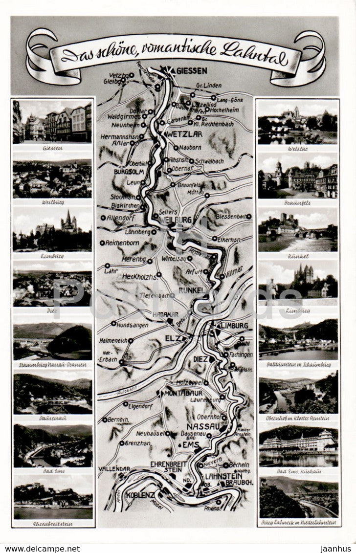 Das Schone romantische Lahntal - old postcard - Germany - unused - JH Postcards